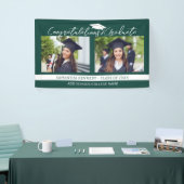 Gefeliciteerd Afstudeerder 2025 Groen en Wit Foto Spandoek (Beurs)