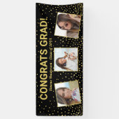 Gefeliciteerd Afstudeerder 3 Foto's Black Gold Gli Spandoek (Verticaal)