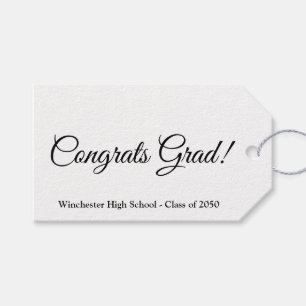 Gefeliciteerd afstudeerder aangepaste script schoo cadeaulabel