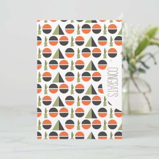 Gefeliciteerd Afstudeerder Abstracte Cactus Berg Kaart (Staand voorkant)