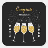 Gefeliciteerd Afstudeerder Afstuderen Gold Aangepa Vierkante Sticker (Voorkant)