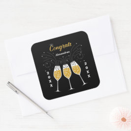 Gefeliciteerd Afstudeerder Afstuderen Gold Aangepa Vierkante Sticker