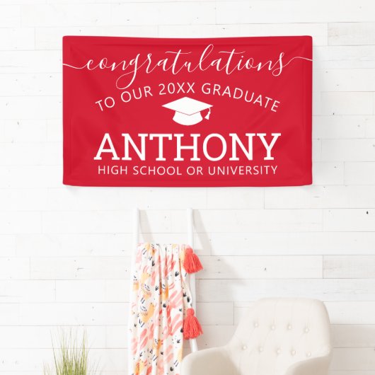 Gefeliciteerd Afstudeerder Afstuderen wit virtueel Spandoek (Insitu)