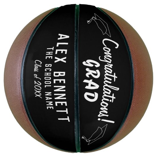 Gefeliciteerd Afstudeerder Black en White Afstuder Basketbal (Verticaal)