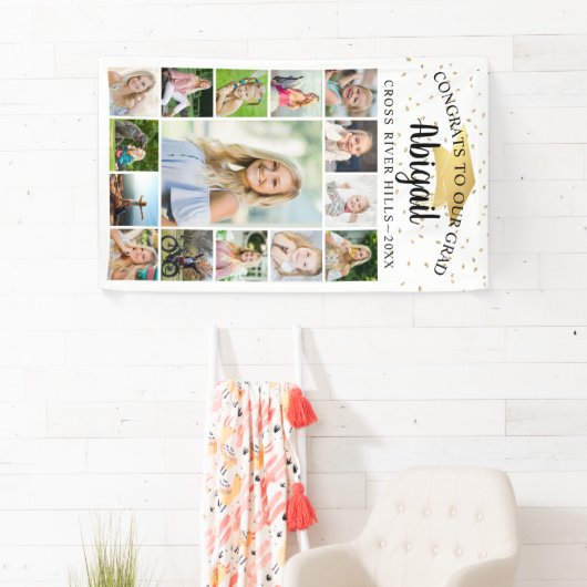 Gefeliciteerd Afstudeerder Black Gold 15 Photo Col Spandoek (Insitu)