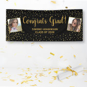 Gefeliciteerd Afstudeerder Black Gold Glitter 2 Fo Spandoek