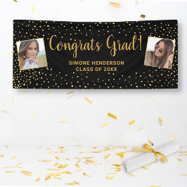 Gefeliciteerd Afstudeerder Black Gold Glitter 2 Fo Spandoek