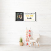 Gefeliciteerd Afstudeerder Black Gold White Photo  Spandoek (Insitu)