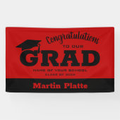 Gefeliciteerd Afstudeerder Black Scarlet Spandoek (Horizontaal)