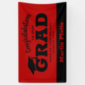 Gefeliciteerd Afstudeerder Black Scarlet Spandoek (Verticaal)