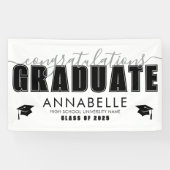 Gefeliciteerd Afstudeerder Black White Graduation  Spandoek (Horizontaal)