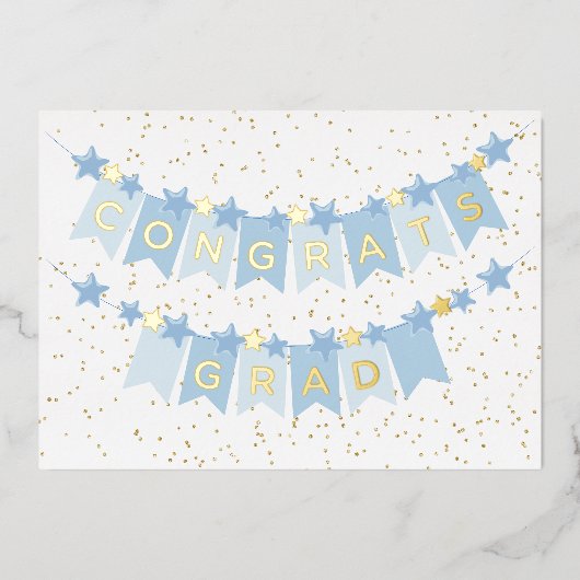 Gefeliciteerd Afstudeerder Blauwe Folie Kaart (Voorkant)