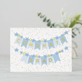 Gefeliciteerd Afstudeerder Blauwe Folie Kaart (Staand Voorkant)