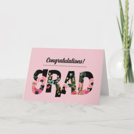 Gefeliciteerd Afstudeerder Bloemen Patroon Tekst Kaart