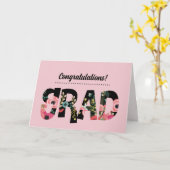 Gefeliciteerd Afstudeerder Bloemen Patroon Tekst Kaart (Gele Bloem)