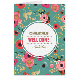 Gefeliciteerd Afstudeerder. Bloemenpatroon Aangepa