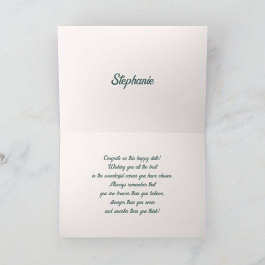 Gefeliciteerd Afstudeerder. Bloementekst Aangepast Kaart (Binnen)