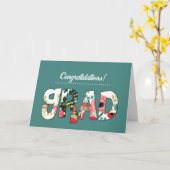 Gefeliciteerd Afstudeerder. Bloementekst Aangepast Kaart (Gele Bloem)