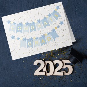 Gefeliciteerd Afstudeerder Blue Banner Folie Kaart