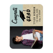 Gefeliciteerd Afstudeerder Blue Rustic Photo Afstu Magneet (Verticaal)