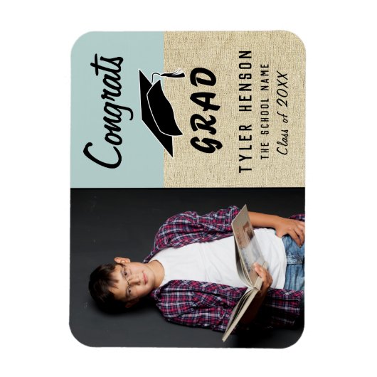Gefeliciteerd Afstudeerder Blue Rustic Photo Afstu Magneet (Verticaal)