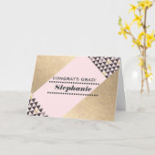 Gefeliciteerd Afstudeerder. Blush Pink Gold Kaart (Gele Bloem)