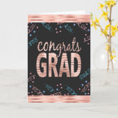 Gefeliciteerd Afstudeerder Blush Roos Faux Folie e Kaart (Gele Bloem)