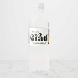 Gefeliciteerd Afstudeerder Bold Typografie 2 Foto' Waterfles Etiket