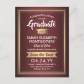 Gefeliciteerd Afstudeerder Bourgogne & Gold Save t Aankondigingskaart (Voorkant)