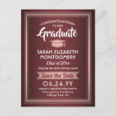 Gefeliciteerd Afstudeerder Bourgondië & Roze Save  Aankondigingskaart (Voorkant)