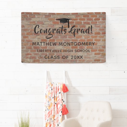 Gefeliciteerd Afstudeerder Brick Wall Afstuderen t Spandoek (Insitu)