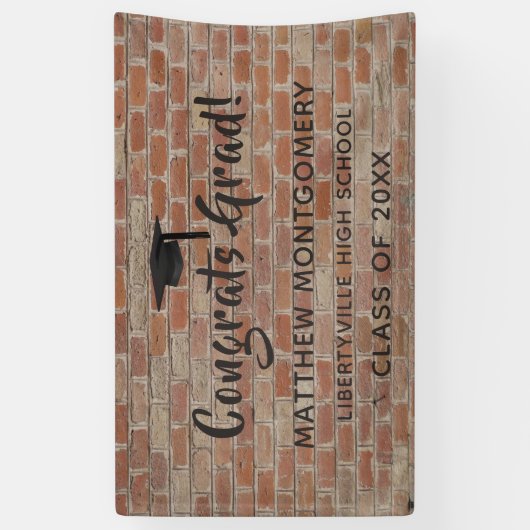 Gefeliciteerd Afstudeerder Brick Wall Afstuderen t Spandoek (Verticaal)