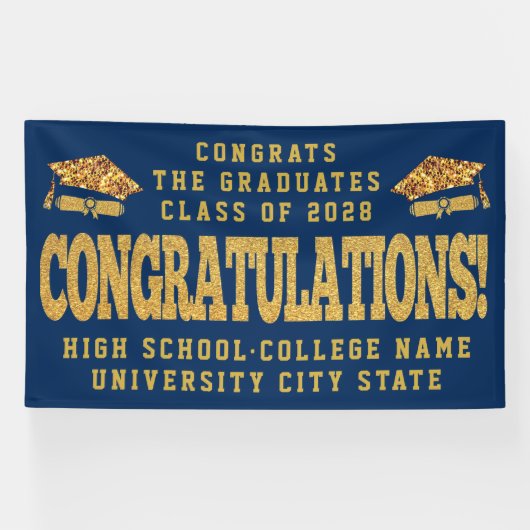 Gefeliciteerd AFSTUDEERDER Ceremonie  Custom Schoo Spandoek (Horizontaal)