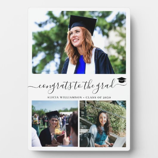 Gefeliciteerd afstudeerder custom 3 foto collage a fotoplaat (voorkant)