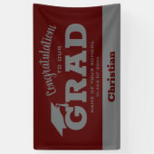 Gefeliciteerd Afstudeerder Dark Maroon en Grey Spandoek (Verticaal)