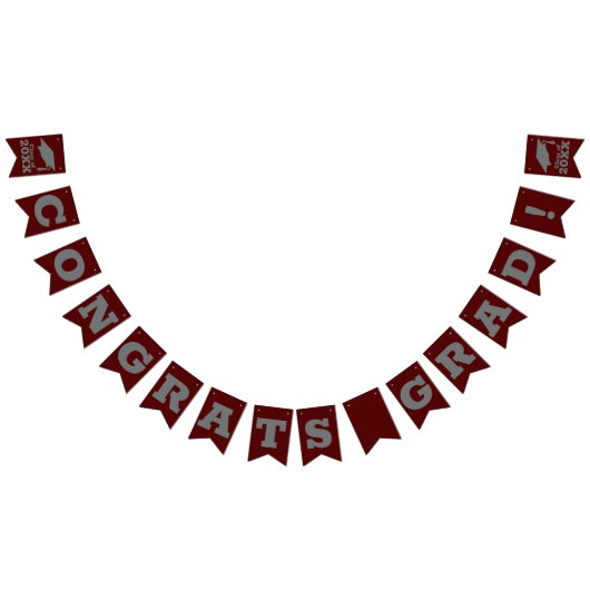 Gefeliciteerd Afstudeerder Dark Maroon en Grey Vlaggetjes (Alle)