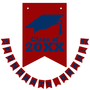 Gefeliciteerd Afstudeerder Dark Red en Blue Vlaggetjes