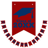 Gefeliciteerd Afstudeerder Dark Red en Blue Vlaggetjes