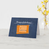 Gefeliciteerd Afstudeerder. Denim Pattern Aangepas Kaart (Gele Bloem)
