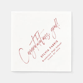 Gefeliciteerd afstudeerder eenvoudig modern rood a servet