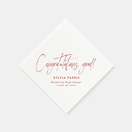 Gefeliciteerd afstudeerder eenvoudig modern rood a servet (Hoek)