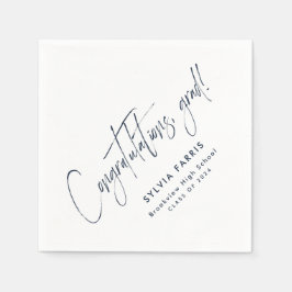 Gefeliciteerd afstudeerder eenvoudig navy blauw af servet