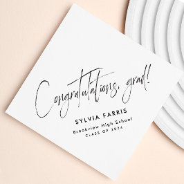 Gefeliciteerd afstudeerder eenvoudig zwart afstude servet