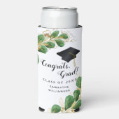 Gefeliciteerd Afstudeerder Elegant Greenery Gradua Seltzer Blikjeskoeler (Seltzer Voorkant)