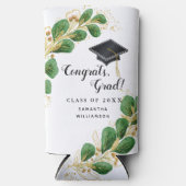 Gefeliciteerd Afstudeerder Elegant Greenery Gradua Seltzer Blikjeskoeler (Voorkant)