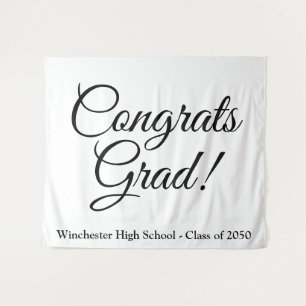 Gefeliciteerd Afstudeerder elegant script klasse j Wandkleed