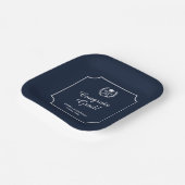 Gefeliciteerd Afstudeerder Elegant Script Navy Blu Papieren Bordje (Gebogen)