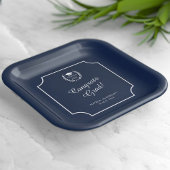 Gefeliciteerd Afstudeerder Elegant Script Navy Blu Papieren Bordje