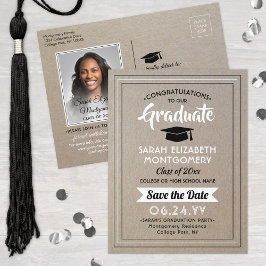 Gefeliciteerd Afstudeerder Faux Kraft Paper Save t Aankondigingskaart