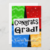 Gefeliciteerd Afstudeerder Festive Multicolor Grad Kaart (Voorkant / Achterkant)
